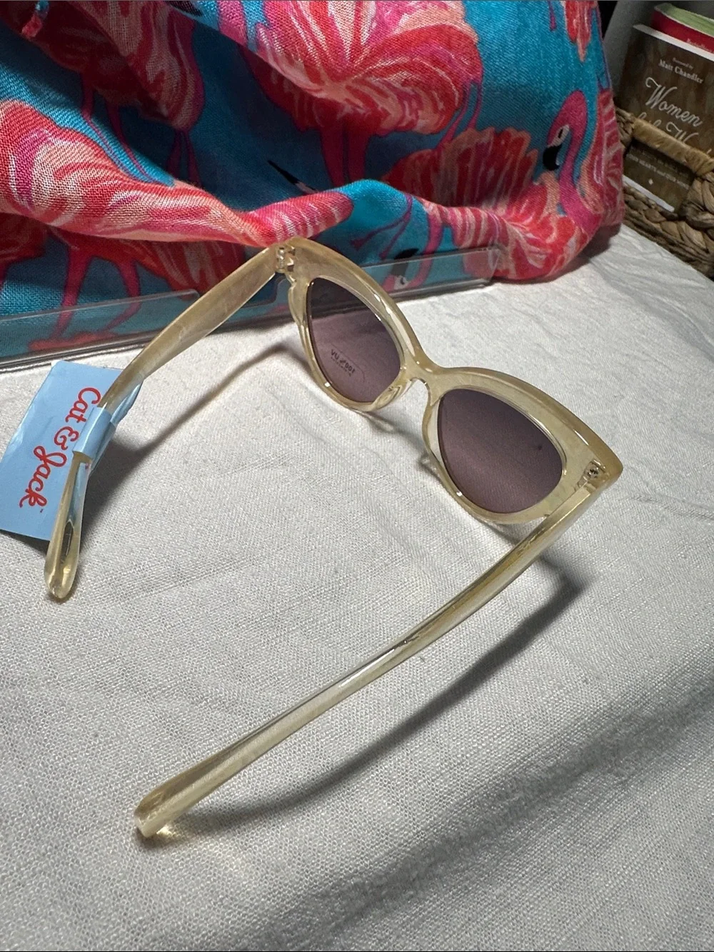 Vintage-Inspired Cat Eye Sunglasses in Beige  Iridescent - Cat & Jack NWT